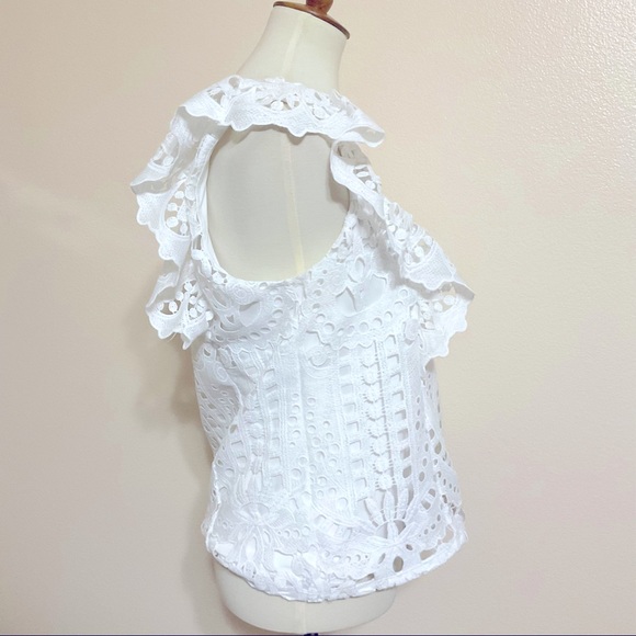 Express Eyelet RuffleTop White M - Picture 4 of 6